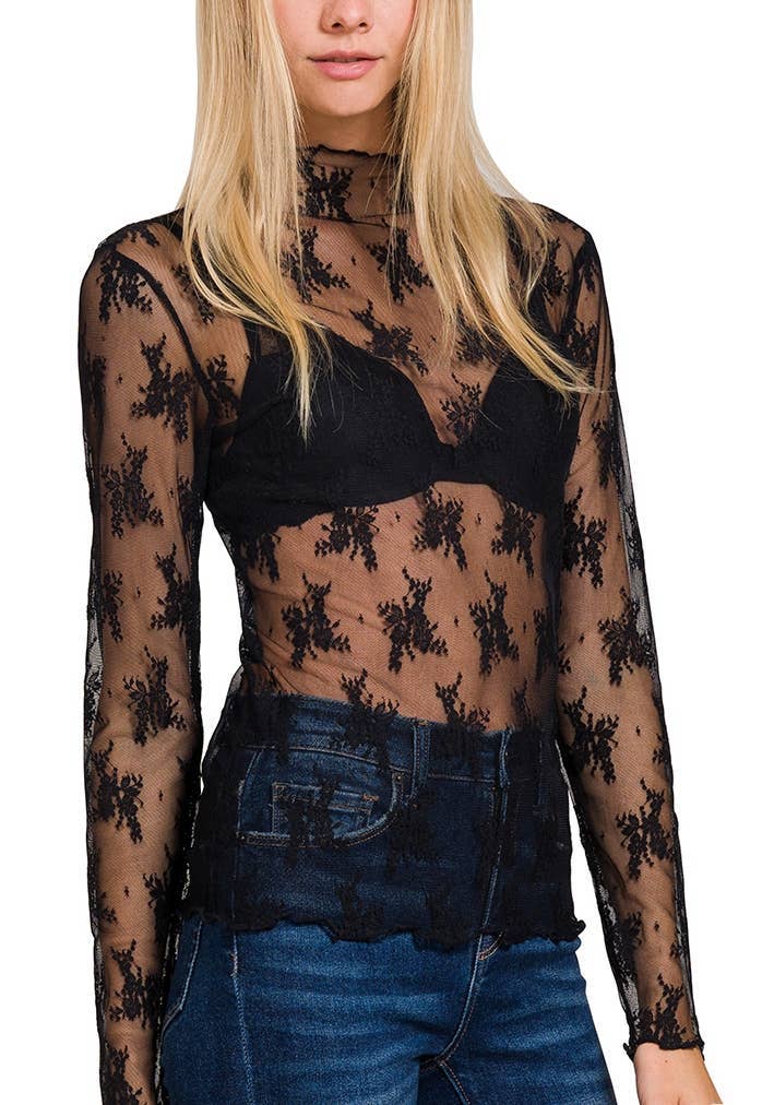 Lace See-through Layering Tops- 4 Colors