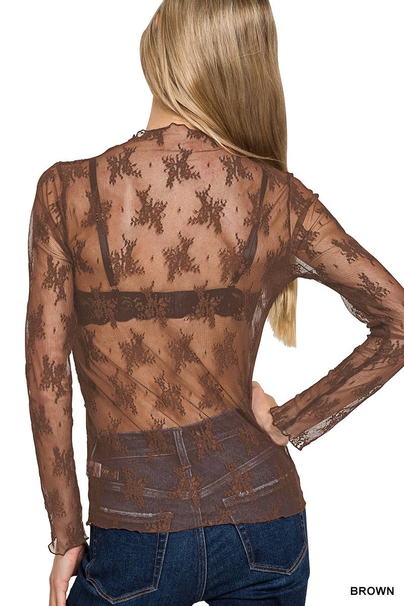 Lace See-through Layering Tops- 4 Colors