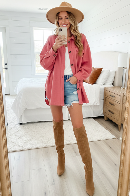 Chic Women's Waffle Shacket