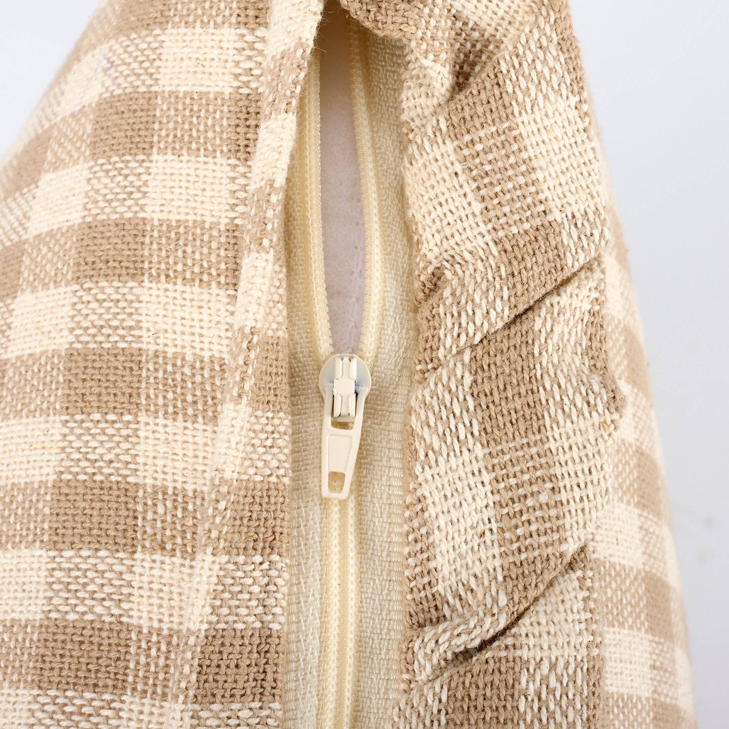 Tan Gingham Throw Pillow Set