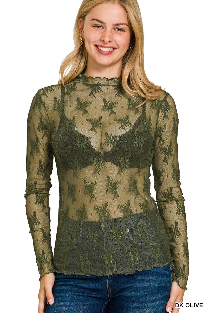 Lace See-through Layering Tops- 4 Colors