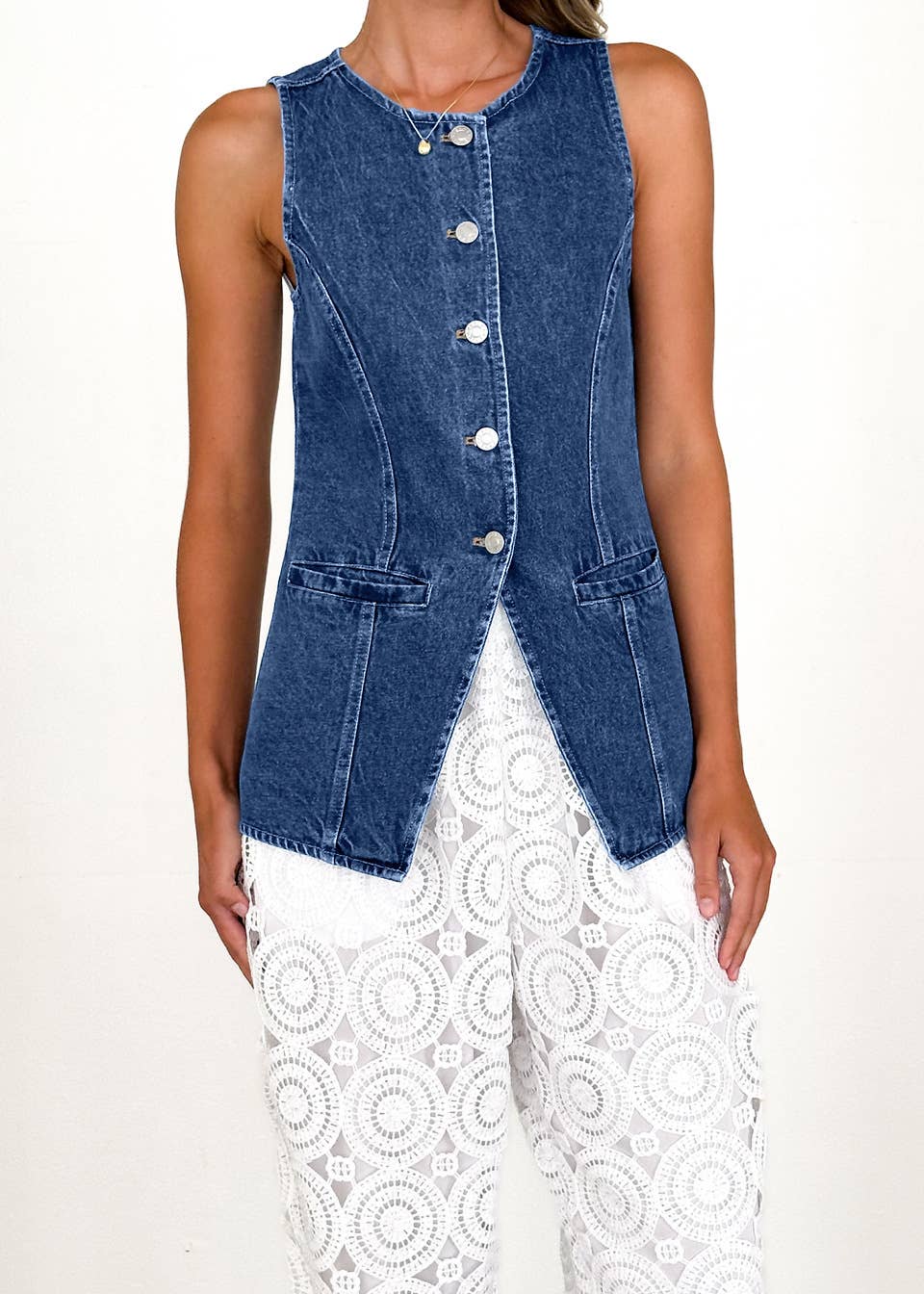 “Shirley” The Cinched Denim Vest