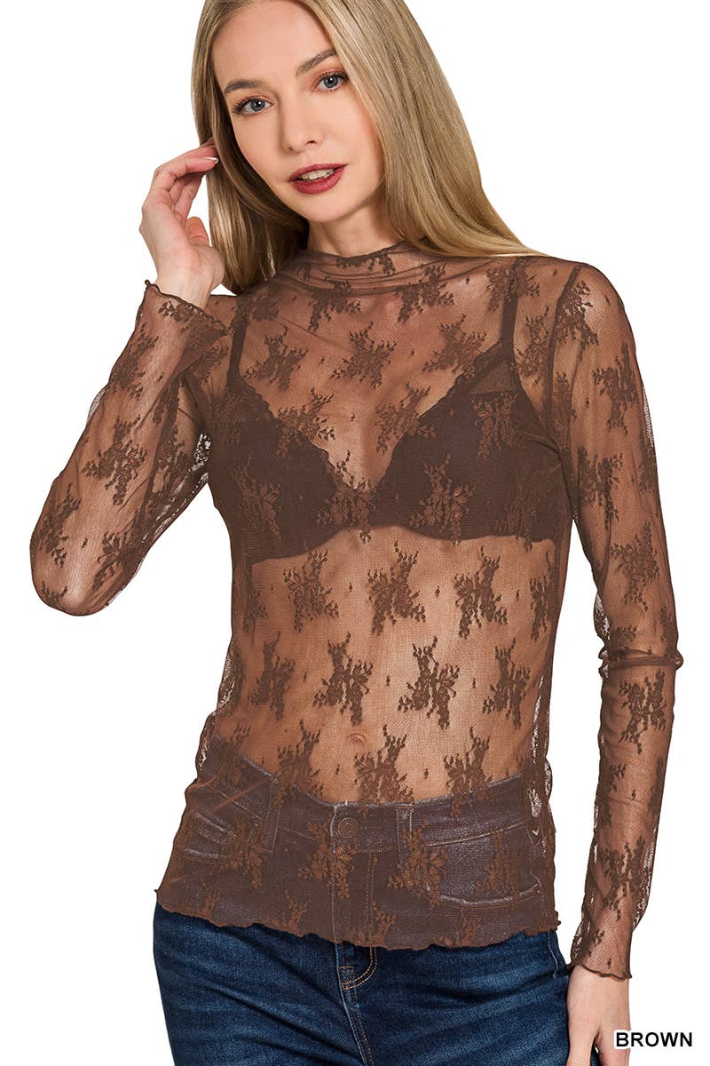 Lace See-through Layering Tops- 4 Colors