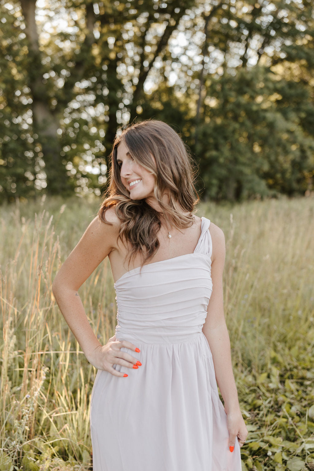 Solid Ruched One-Shoulder Sleeveless Maxi Dress