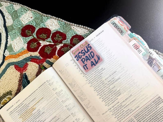 Double-Sided Magnetic Bible Bookmark | Jesus Paid It All