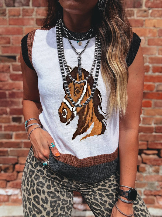 Western Horse Sweater Vest