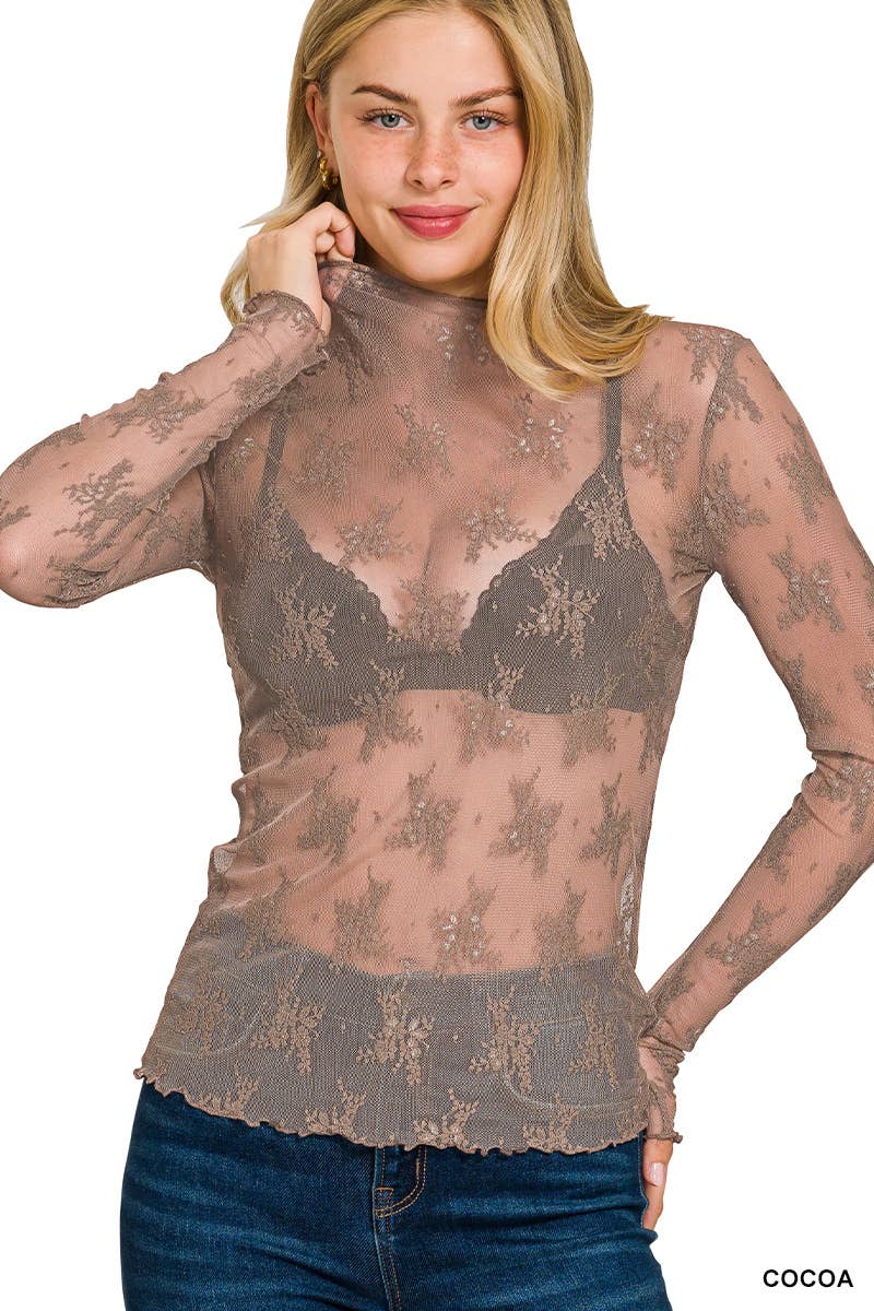 Lace See-through Layering Tops- 4 Colors